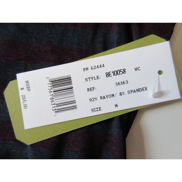 NWT Nicole Miller Artelier Quinn Bateau Neck Striped Tucked Jersey Dress M $265 - Picture 6 of 6